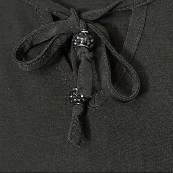 Susan Graver Artisan Beaded Blouse S Black Long Sleeve Glam Boho Top - Picture 7 of 8